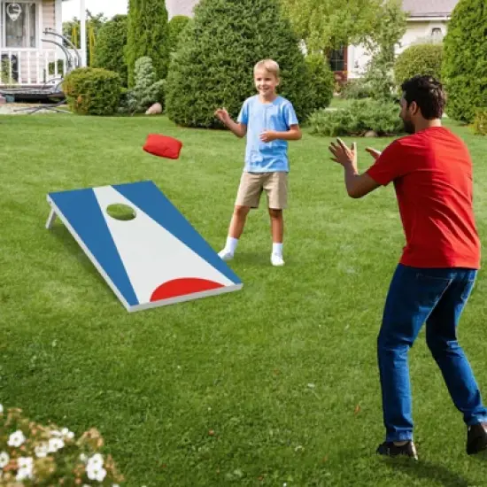 Costway 3 x 2 FT Cornhole Board Set with Foldable Legs & Side Handle 8 Bean Bags Included image {1}
