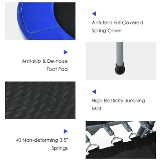 Costway 50'' Trampoline for 2 People Foldable Rebouncer w/Adjustable Handrail Red\Blue image {7}