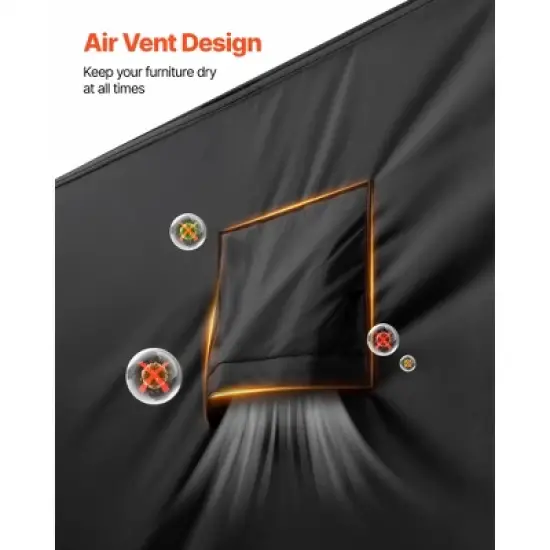 VEVOR Patio Furniture Cover, 420D Heavy Duty Waterproof Outdoor Dining Table and Chairs Cover, Large Rectangular Patio Table Covers, Black image {2}