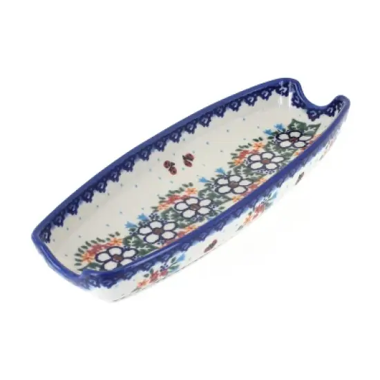 Blue Rose Polish Pottery 159-Vena Corn on the Cob Dish image {9}
