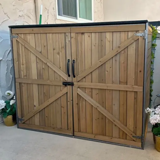 Aivituvin Garden Outdoor Storage Shed | Strong Metal Frame|Storage Cabinet for Trash Cans and Yard Tools 4.2 ft. x 2.3 ft.-AIR105 image {1}