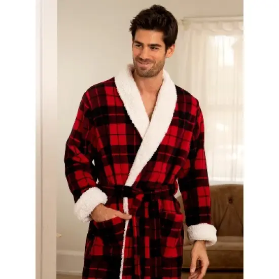 Men's Warm Winter Robe, Plush Fleece Bathrobe image {3}