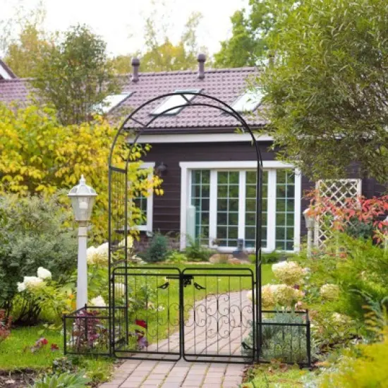 Karl Home 78'' W x 19.7'' D Black Garden Iron Arbor image {3}