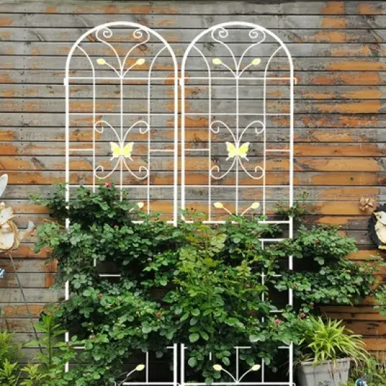 KTMBDW 4/2 Pack 86x19in Metal Garden Trellis Rustproof Trellis for Climbing Plants Outdoor Flower Support, Arch image {3}