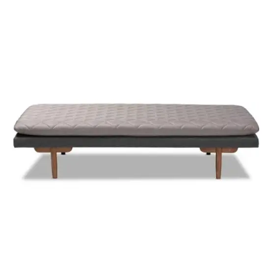 Twin Two Marit Tone Upholstered Wood Daybed Gray/Walnut - Baxton Studio image {7}