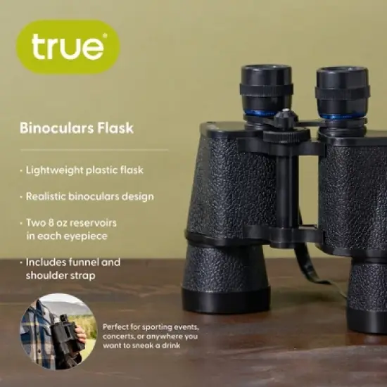 True Binocular Flask - Gameday Hidden Flask -  Secret Alcohol Container - Black Secret Flask 16oz Set of 1 image {1}
