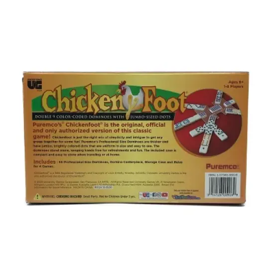 ChickenFoot Double 9 Color Dot Dominoes Board Game: Puremco; Includes Instructions & Storage Case; Players 1-8; Party Game image {1}