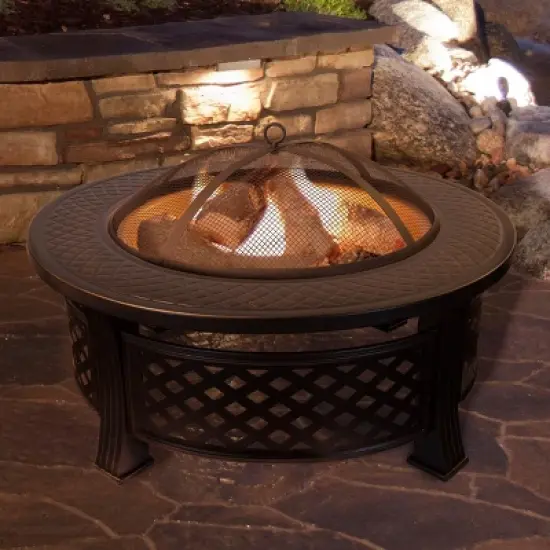 Nature Spring Wood-Burning Round Steel Patio Ring Fire Pit - 32", image {2}