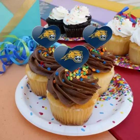 Averett University Primary Logo Heart Love Cupcake Picks Toppers Decoration Set of 6 image {3}