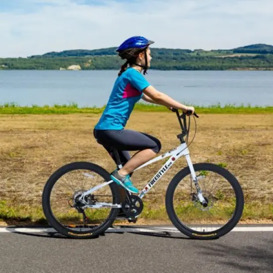 INFURNIC Bicycles Freestyle Kids Bike with Shimano 7 Speed and Double Disc Brakes for Boys and Girls 12 Years and Up, White, 68.8"*26.77"*47.6" image {2}