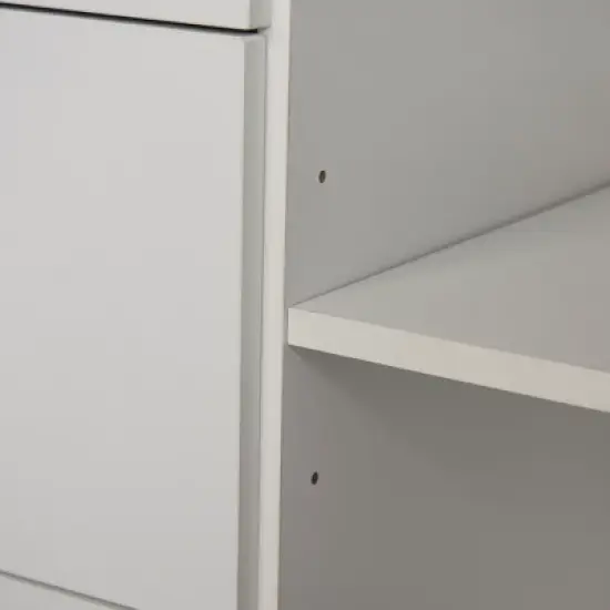 HOMCOM Freestanding Kitchen Pantry, Buffet with Hutch Storage Organizer with 2 Door Cabinets, 3 Drawers and Open Countertop, Adjustable Shelf, White image {6}