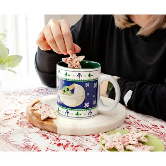 Silver Buffalo Star Wars: The Mandalorian Grogu Christmas Sweater Ceramic Mug | Holds 20 Ounces image {8}