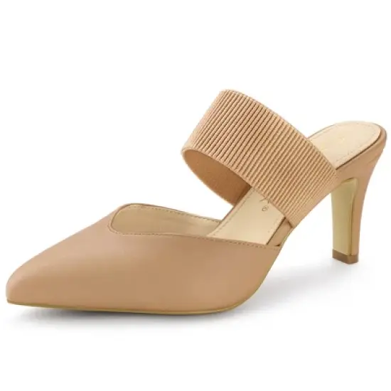 Allegra K Women's Pointed Toe Elastic Strap Stiletto Heels Mules image {8}