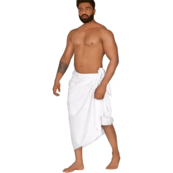 LA LEELA Men's Casual Vacation Pareo Sarong Wrap One Size Snow White image {2}