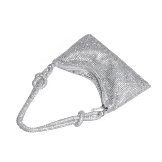 Rhinestone Purse for Women Evening Bag Glitter Sparkly Mini Handbags (Silver) image {5}
