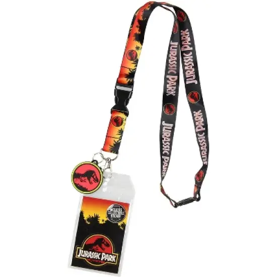 Jurassic Park Logo Lanyard Keychain ID Holder Logo Rubber Charm and Sticker image {4}