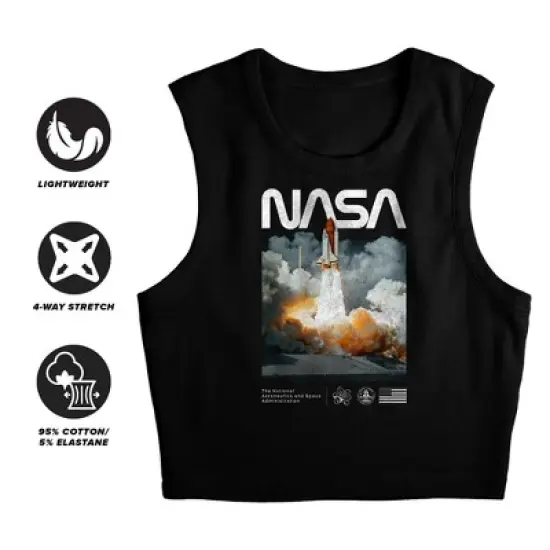 Women's Lift Off Black Sleeveless Crop Top Tank image {2}