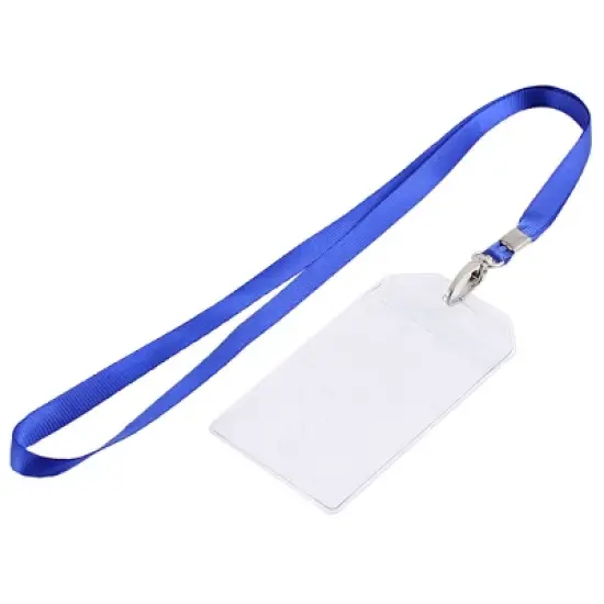 Unique Bargains Office Vertical ID Card Badge Holder with Blue Nylon Neck Strap 85 x 55mm image {6}