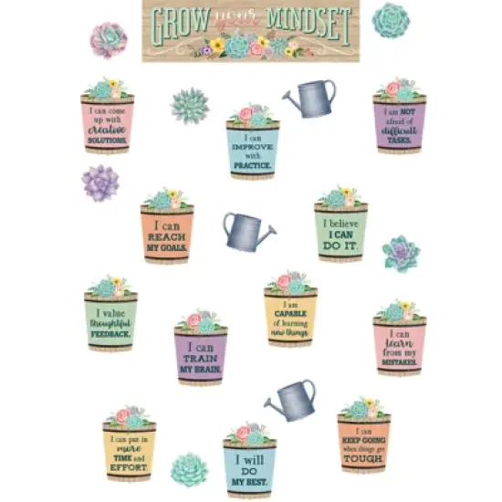 Teacher Created Resources&reg; Rustic Bloom Grow Your Mindset Mini Bulletin Board Set image {1}