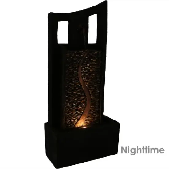 Sunnydaze 39"H Electric Polyresin and Fiberglass Modern Road Column Outdoor Water Fountain with LED Lights image {2}