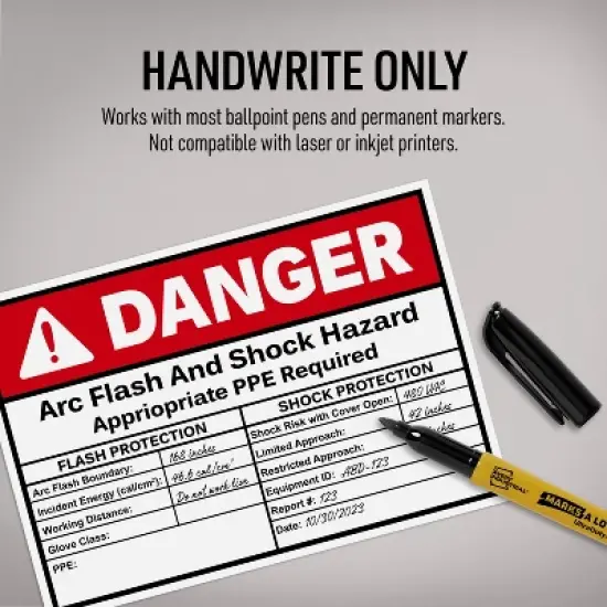 Avery Arc Flash/Shock Danger Labels, Waterproof, UV Resistant, Preprinted, Handwrite-Only, 3.5" x 5", 8 Warning Decal Labels image {3}