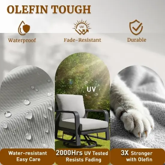 SUGOLD 5-Piece Aluminum Patio Conversation Set with Coffee Table and Gray Cushions image {6}