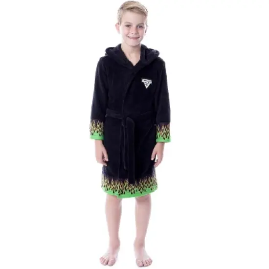 Monster Jam Toy Trucks Boys' Graphic Fleece Plush Hooded Robe Bathrobe Black image {1}