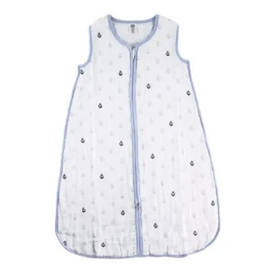 Hudson Baby Infant Boy Muslin Cotton Sleeveless Wearable Sleeping Bag, Sack, Blanket, Anchor image {1}