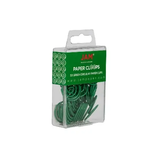 JAM Paper Colored Circular Paper Clips Round Paperclips Green 2 Packs of 50 2187135B image {1}