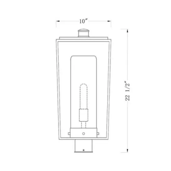 Sheridan Outdoor Post Mount Fixture - Black Aluminum Lantern, Dimmable, Wet Rated, 100W image {3}