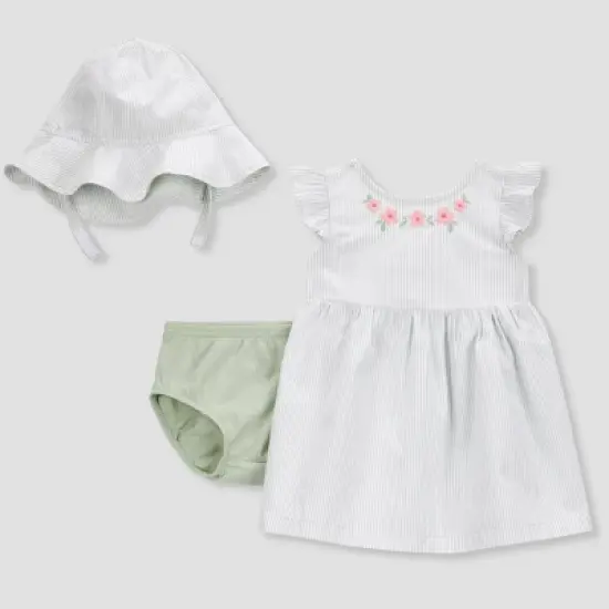 Carter's Just One You&reg; Baby Girls' Striped Floral with Hat - Green image {5}