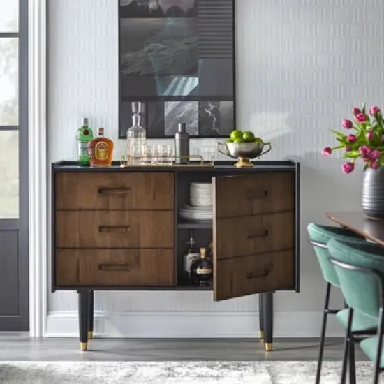 Randy Decorative/Buffet Cabinet Black/Walnut - angelo:HOME image {4}