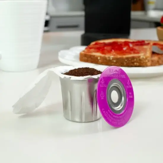 Perfect Pod EZ-Cup Stainless Steel Reusable Coffee Pod with 25 Disposable Paper Filters: BPA-Free K-Cup Compatible image {2}