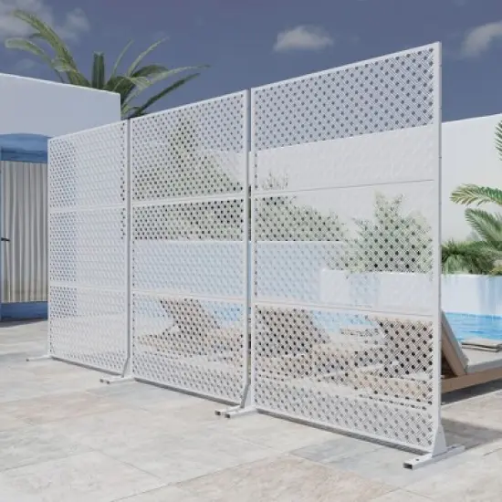 PexFix 72 in. H x 47 in. W Outdoor Metal Privacy Screen Garden Fence Woven Pattern Wall Applique in White image {3}