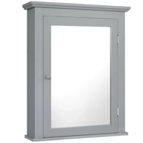 Costway Bathroom Mirror Cabinet Wall Mounted Adjustable Shelf Medicine Grey/Black image {4}