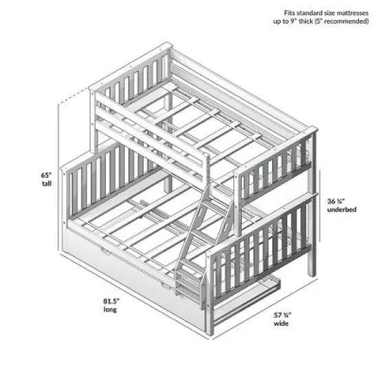 Max & Lily Twin over Full Bunk Bed with Trundle Bed image {5}