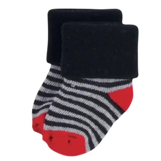 Hudson Baby Infant Boy Cotton Rich Newborn and Terry Socks, Buffalo Plaid Moose image {8}