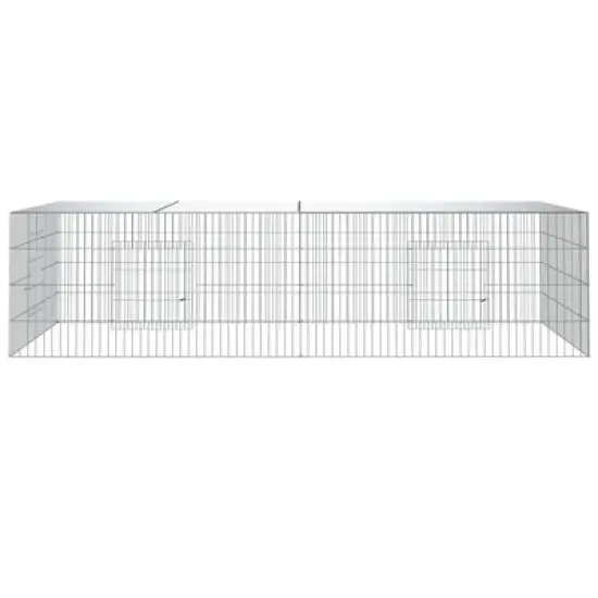 vidaXL Rabbit Cage/Animal Playpen-Outdoor Pet Enclosure/Galvanized Iron - Silver, 86.6"x43.3"x21.7", Spacious & Ventilated Design image {2}