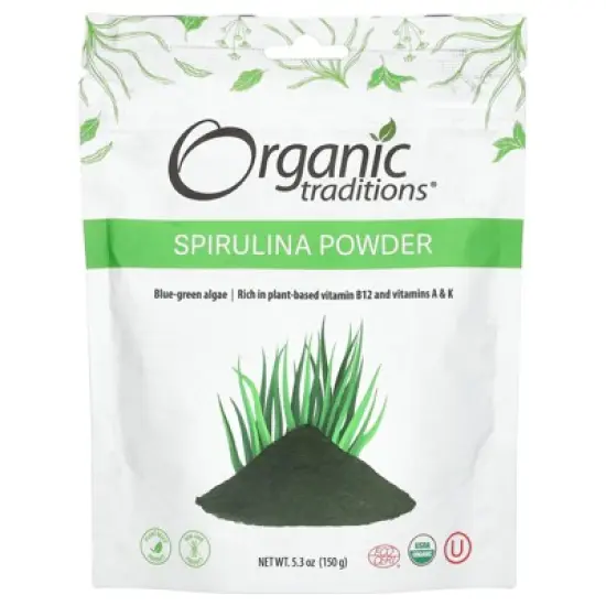 Organic Traditions Spirulina Powder, 5.3 oz (150 g) image {2}
