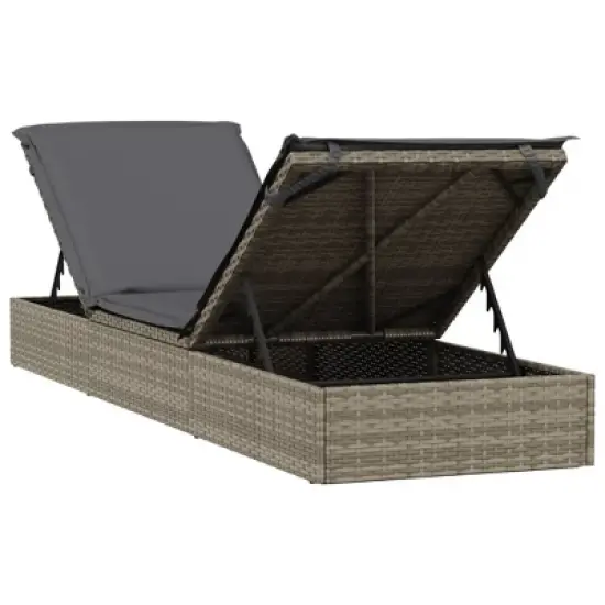 vidaXL - Gray Patio Daybed Set - Wicker Sunbeds with Table and Cushions for Outdoor/Poolside/Balcony image {7}