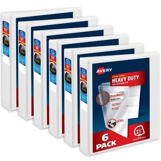 Avery Heavy-Duty View Binders, 1.5" Slant Rings, White (6-Pack of 79795) image {6}