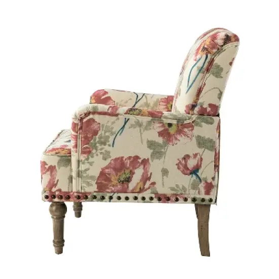 Set of 2 Reggio  Traditional  Wooden Upholstered  Armchair with Floral Patterns and  Nailhead Trim | ARTFUL LIVING DESIGN image {2}
