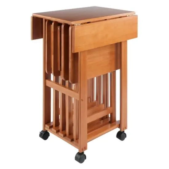 5pc Set Sophia Snack Tables Teak - Winsome image {5}