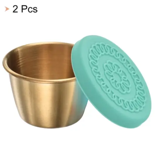 Unique Bargains Stainless Steel Bowls Condiment Containers with Lids Green image {2}
