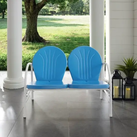 Griffith Outdoor Loveseat - Sky Blue - Crosley image {2}