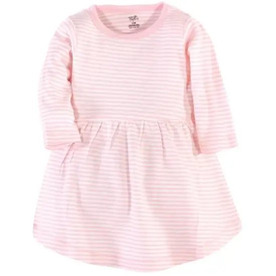 Touched by Nature Baby and Toddler Girl Organic Cotton Long-Sleeve Dresses 2pk, Floral Dot image {1}