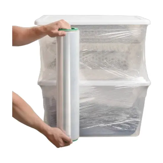 Duck 20"x1000ft Stretch Wrap Clear: Plastic Wrap for Moving, Furniture Protection, Packaging Wrap, 4.5 lbs, 21.06" Width image {5}