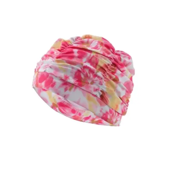 Unique Bargains Polyester Flower Pattern Swim Cap 5.91"x9.25" Pink White 1 Pc image {6}