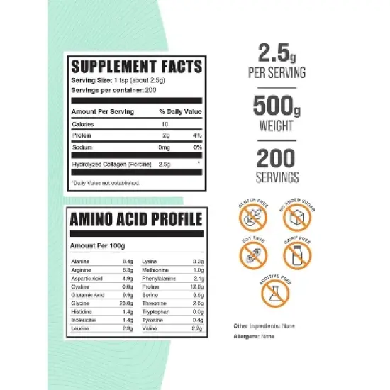 BulkSupplements Hydrolyzed Collagen (Porcine) Powder image {1}