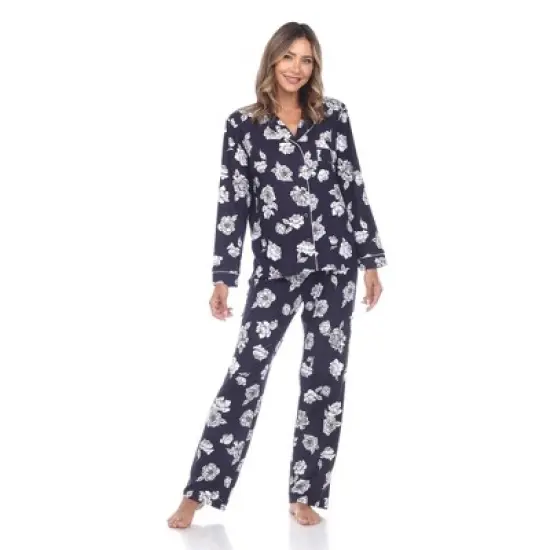Long Sleeve Floral Pajama Set - White Mark image {5}